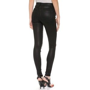 J BRAND Maria Hi Rise Skinny Coated Jeans 26 Fearless Black Leatherette EUC B14